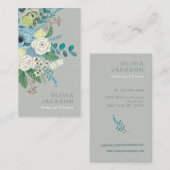 Elegante rustikale, blumengesäumte Grüne Visitenka Visitenkarte (Vorne/Hinten)