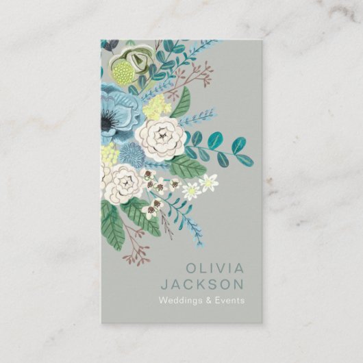 Elegante rustikale, blumengesäumte Grüne Visitenka Visitenkarte (Vorderseite)