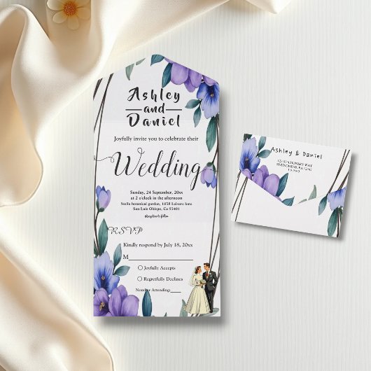 Elegante Rustikale Blumenzeremonie All In One Einladung