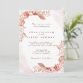 Elegante Rustikale Blush Pink Bläserne Hochzeit Einladung (Stehend Vorderseite)