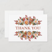 Elegante Rustikale Blush Pink Rose Wreath Wedding Dankeskarte (Vorne/Hinten)