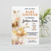 Elegante rustikale Blütendusche Einladung (Stehend Vorderseite)