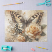 Elegante rustikale Blütenschmetterlinge Vintage De Seidenpapier (Basteln)