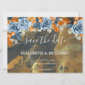 Elegante Rustikale Boho Gold Navy und Rost Hochzei Save The Date (Vorderseite)