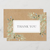 Elegante rustikale botanische Blätter Grüne Vielen Dankeskarte (Vorne/Hinten)