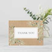 Elegante rustikale botanische Blätter Grüne Vielen Dankeskarte (Stehend Vorderseite)