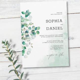 Elegante Rustikale Botanische Eukalyptusblätter Ho Einladung