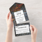 Elegante rustikale botanische Herbst-Rose Hochzeit All In One Einladung (Abreißen)