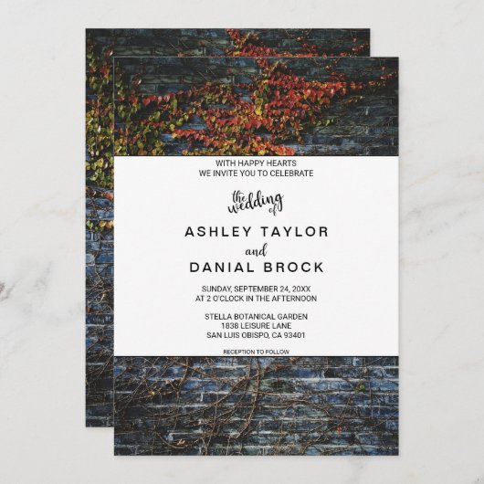Elegante Rustikale Botanische Herbstblumenhochzeit Einladung (Vorne/Hinten)