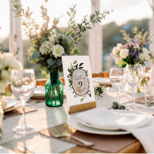Elegante rustikale botanische Hochzeitstisch-Numme Tischnummer