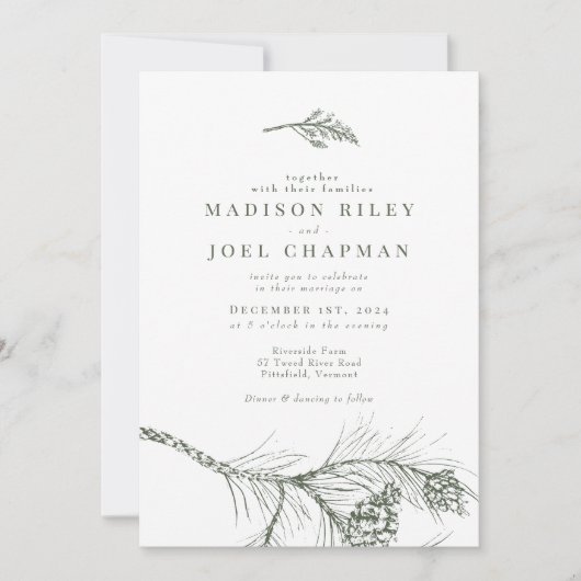 Elegante Rustikale Branch Hochzeit Einladung (Vorderseite)