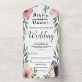 Elegante Rustikale Braut & Groom Sommerblumenhochz All In One Einladung (Innen Boden)