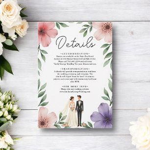 Elegante Rustikale Braut & Groom Sommerblumenhochz Begleitkarte
