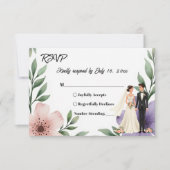 Elegante Rustikale Braut & Groom Sommerblumenhochz RSVP Karte (Vorderseite)