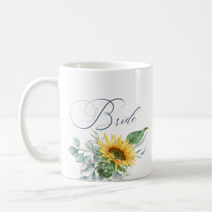 Elegante Rustikale Braut Sonnenblume Eukalyptus Fl Kaffeetasse