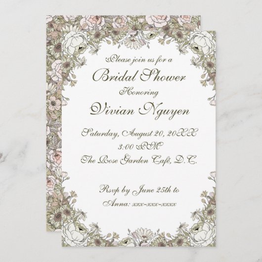 Elegante Rustikale Brautdusche Einladung (Vorne/Hinten)