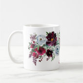 Elegante rustikale Burgund Blue Rose und Peonies Kaffeetasse (Links)