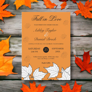 Elegante rustikale Burnt Orange Blätter Hochzeit i Einladung