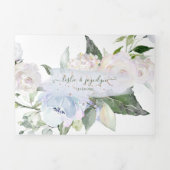 Elegante rustikale Dusty Blue Watercolor Rose Dreifach Gefaltete Einladung (Cover)
