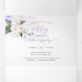 Elegante rustikale Dusty Lila Aquarellfarben Rose Dreifach Gefaltete Einladung (Innenseite Mitte)