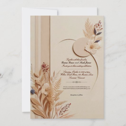 Elegante rustikale Einladung zur Hochzeit (Vorderseite)