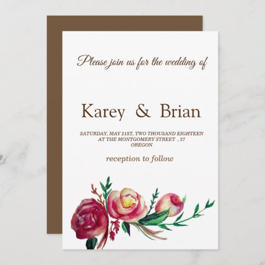 Elegante rustikale Einladungskarte für Hochzeiten Einladung (Vorne/Hinten)