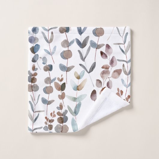 Elegante Rustikale Eukalyptus-Blätter Badhandtuch Set (Waschlappen)