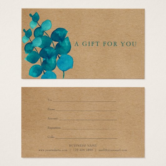 Elegante rustikale Eukalyptus-Blätter Geschenkguts (Vorne & Hinten)