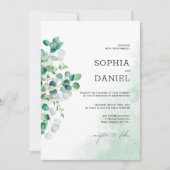 Elegante rustikale Eukalyptus-Blätter Hochzeit Einladung (Vorderseite)