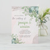 Elegante rustikale Eukalyptus-Blätter Hochzeit Save The Date (Stehend Vorderseite)