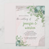 Elegante rustikale Eukalyptus-Blätter Hochzeit Save The Date (Vorne/Hinten)