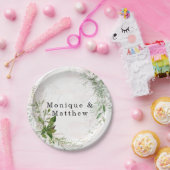 Elegante rustikale Eukalyptus-Blätter Rosa Hochzei Pappteller (Party)