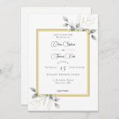 Elegante Rustikale Eukalyptus Calligraphy Gold Wed Einladung (Vorne/Hinten)