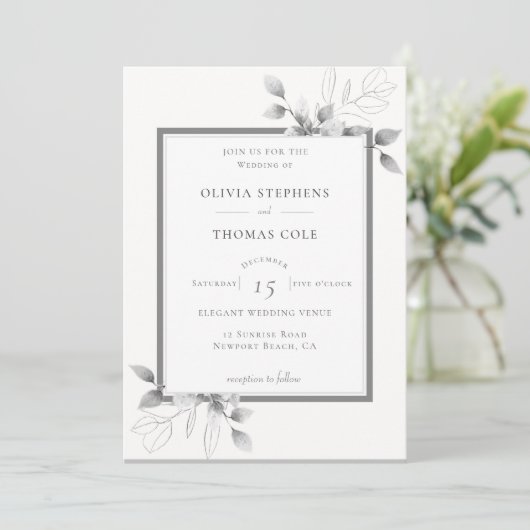 Elegante rustikale Eukalyptus Frame Winter Wedding Einladung (Stehend Vorderseite)