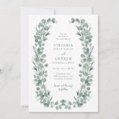Elegante Rustikale Eukalyptus-Hochzeit Einladung (Vorderseite)