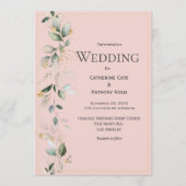 Elegante rustikale Eukalyptus Pastel Pink Wedding Einladung (Vorderseite)
