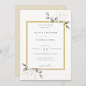 Elegante rustikale Eukalyptus Schwarz-weiße Goldho Einladung (Vorne/Hinten)