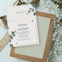 Elegante rustikale Eukalyptus Script Wedding Rose