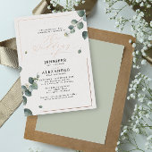 Elegante rustikale Eukalyptus Script Wedding Rose Folieneinladung