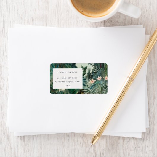 Elegante rustikale exotische tropische Regenwaldad Adressaufkleber (Insitu)