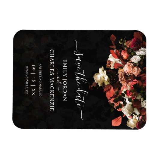 Elegante Rustikale Fall-Blume, die das Datum hochh Magnet (Horizontal)