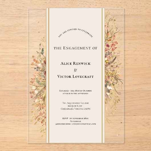 Elegante Rustikale Fesselpartei Acryleinladungen (Vorderseite)