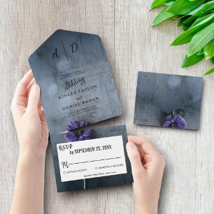 Elegante rustikale florale All-in-One-Hochzeitsein All In One Einladung
