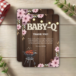 Elegante Rustikale Florale Baby-Q Grill Baby Showe Dankeskarte