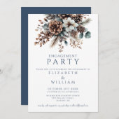 Elegante Rustikale florale Pinecone Engagement Par Einladung (Vorne/Hinten)