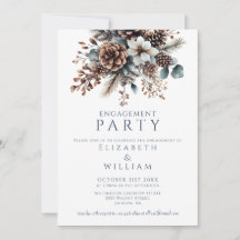 Elegante Rustikale florale Pinecone Engagement Par