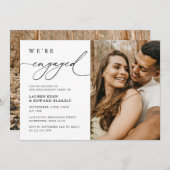 Elegante Rustikale Foto Kalligrafie Engagement Par Einladung (Vorne/Hinten)