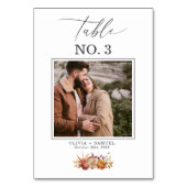 Elegante rustikale Foto Skript Hochzeit Tischnumme Tischnummer (Vorderseite)
