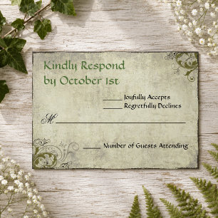 Elegante Rustikale Garten Vintage-Hochzeit RSVP Karte