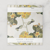 Elegante rustikale, gelbe Daffodil-Blumenhochzeit Platzkarte (Außenseite Aufgefaltet)